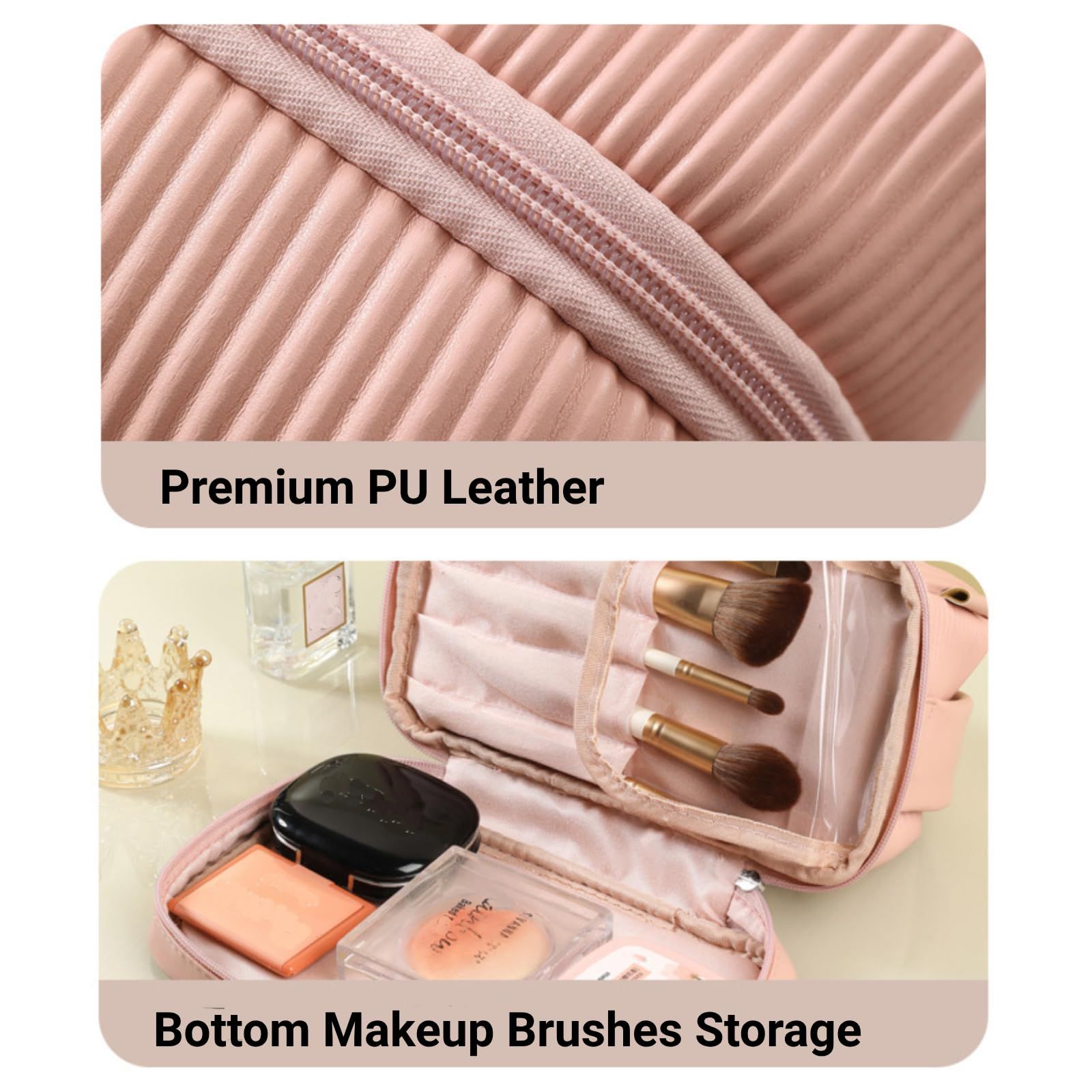 Travel Cosmetic Bag, Toiletry Travel Bag for Makeup, Large Capacity Cosmetic Case Organizer for Women, (Pink) โ image 4