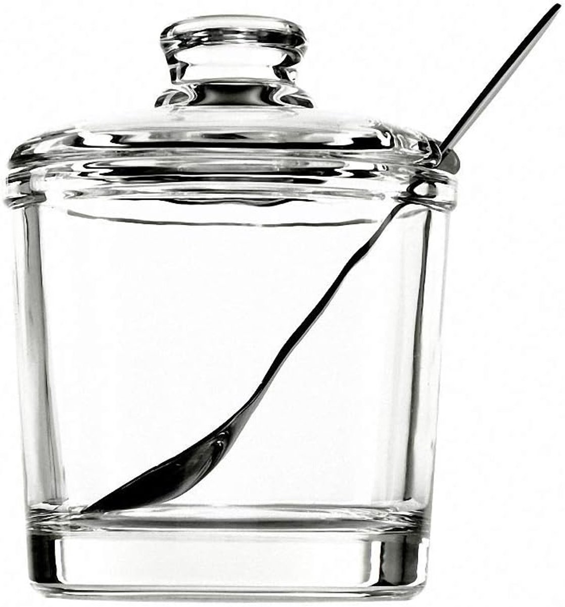 piece Classic clear glass sugar bowl with lid Serving spoon Salt shaker Pepper Storage jar Spice jar Dispenser container Sugar box Condiment Spice racks Home