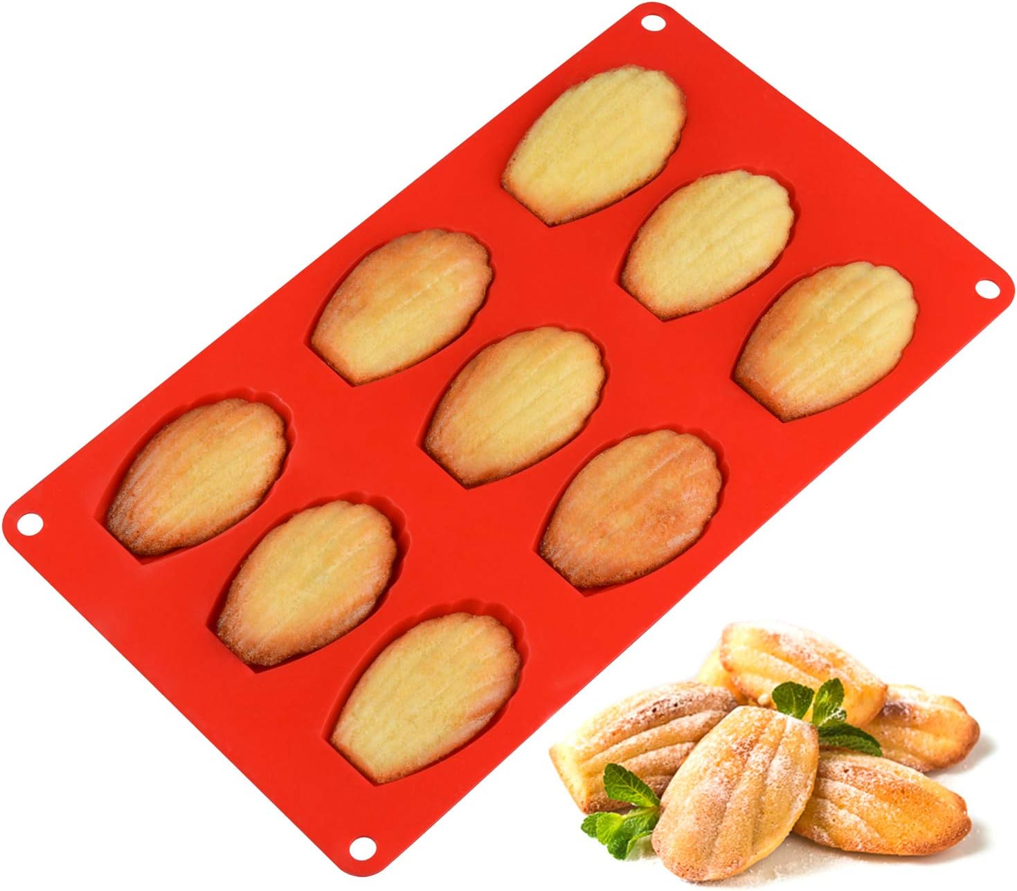 Silicone Madeleine Pans - 9 Cups Madeleine Mold for Small Cake, Chocolate, Cookies Pack of 2 โ image 2