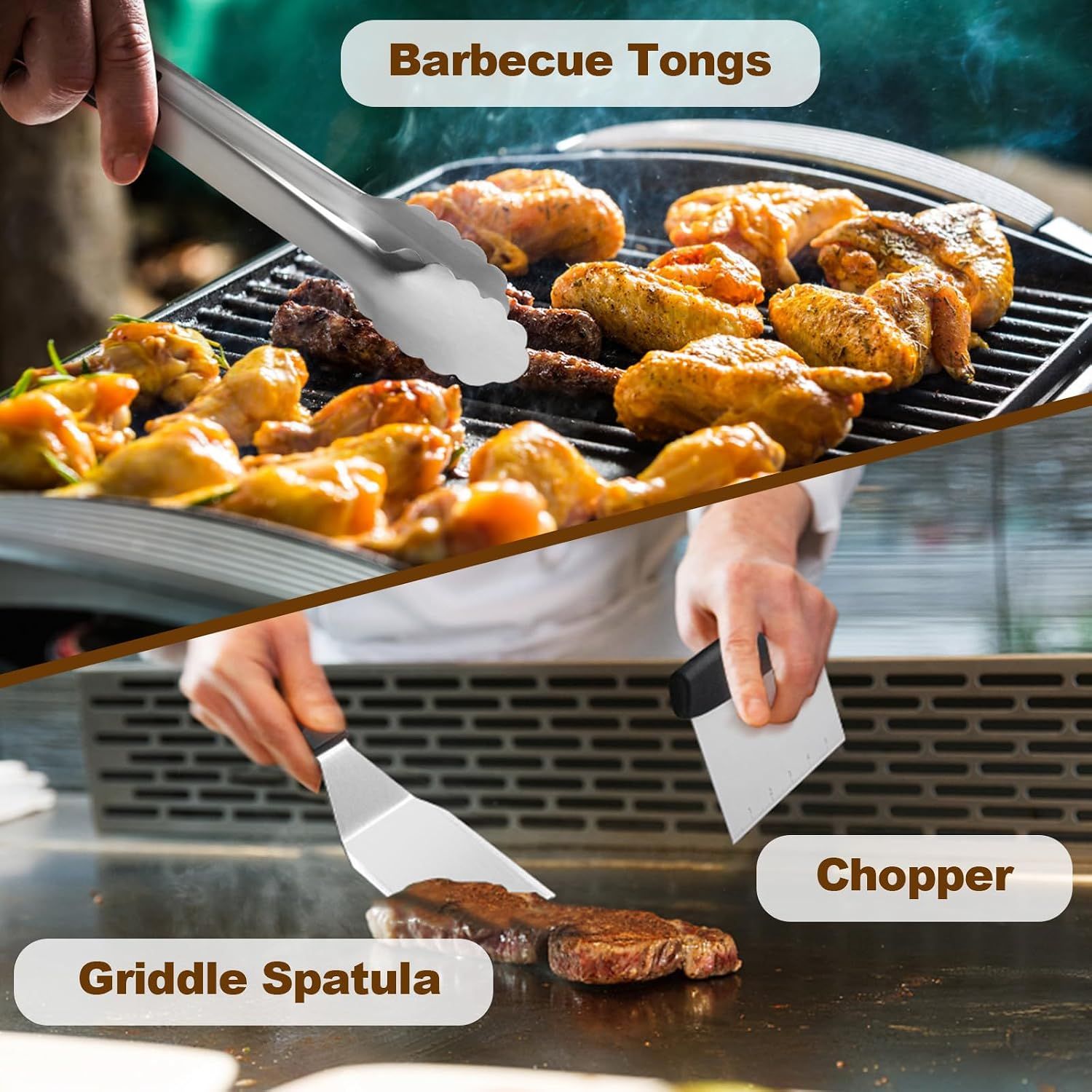 14PCS Griddle Accessories Kit, Flat Top Grill Accessories Set for Blackstone and Camp Chef, Grill Spatula Set with Enlarged Spatulas, Scraper for Outdoor — image 4