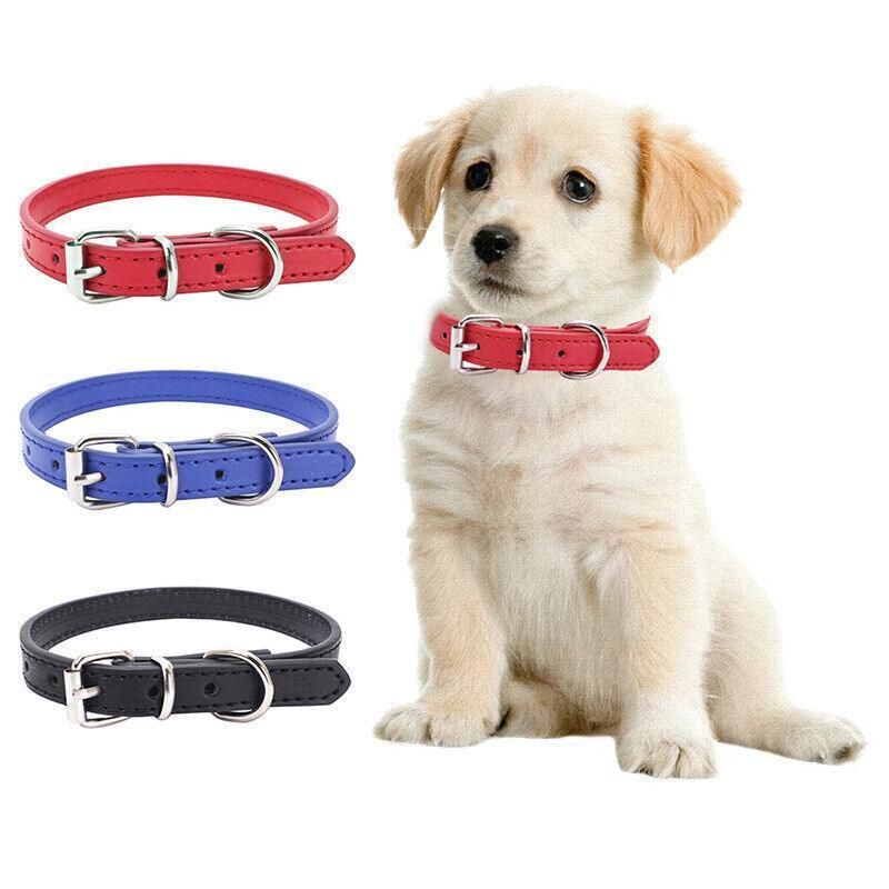 Dog Collar Pet Puppy Adjustable Neck Strap Pu Leather S - Blue โ image 6