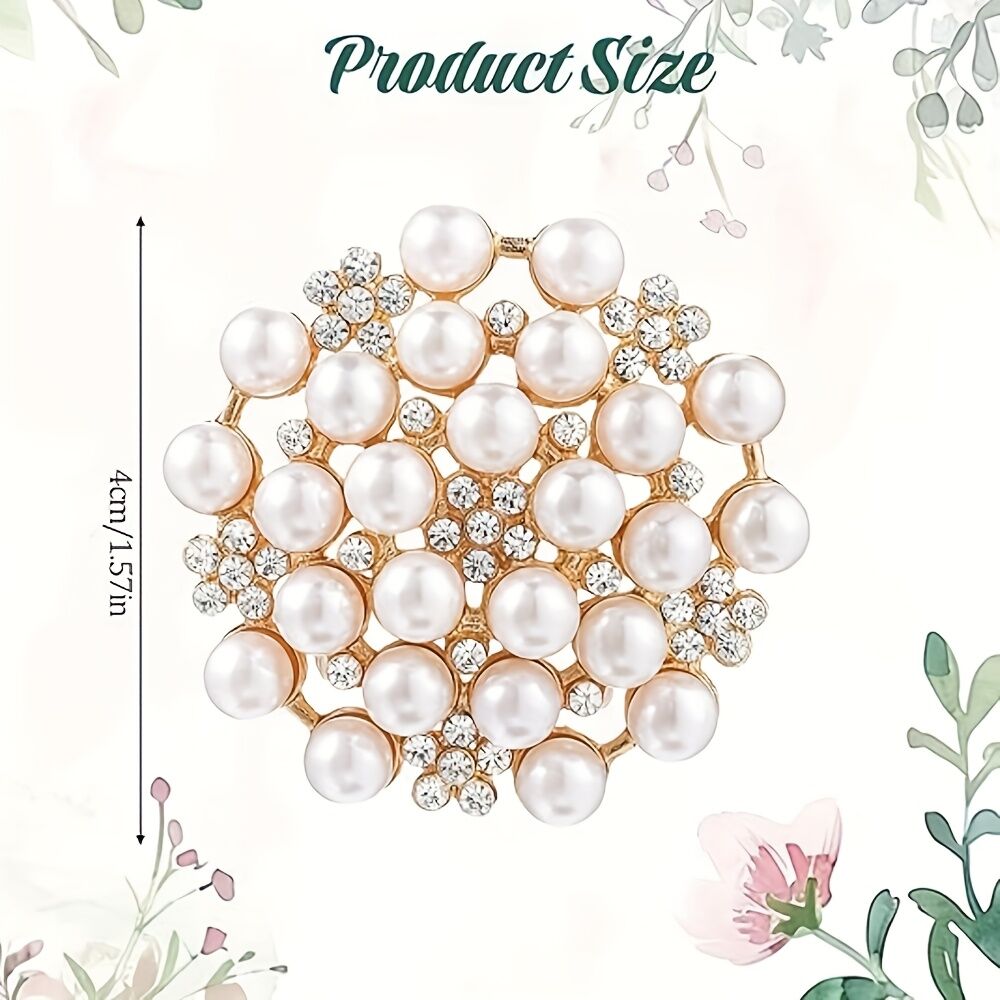 Elegant Women's Pearl Brooch, Floral Crystal and Pearl Brooch for Women's Dance Party Wedding Bride Fashion Jewelry — image 3