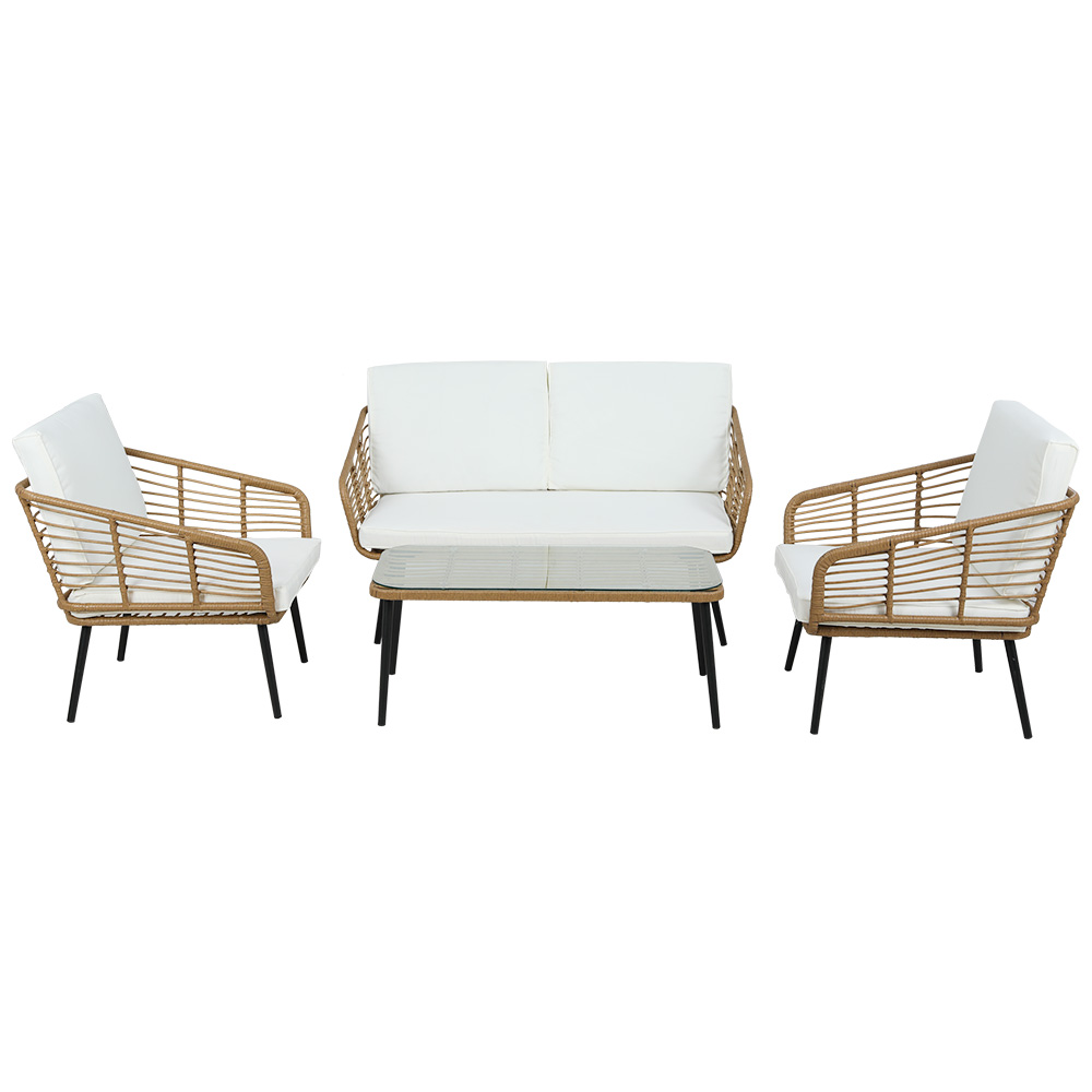 Gardeon 4-Piece Outdoor Sofa Set Rattan Lounge Setting Table Chairs โ image 3