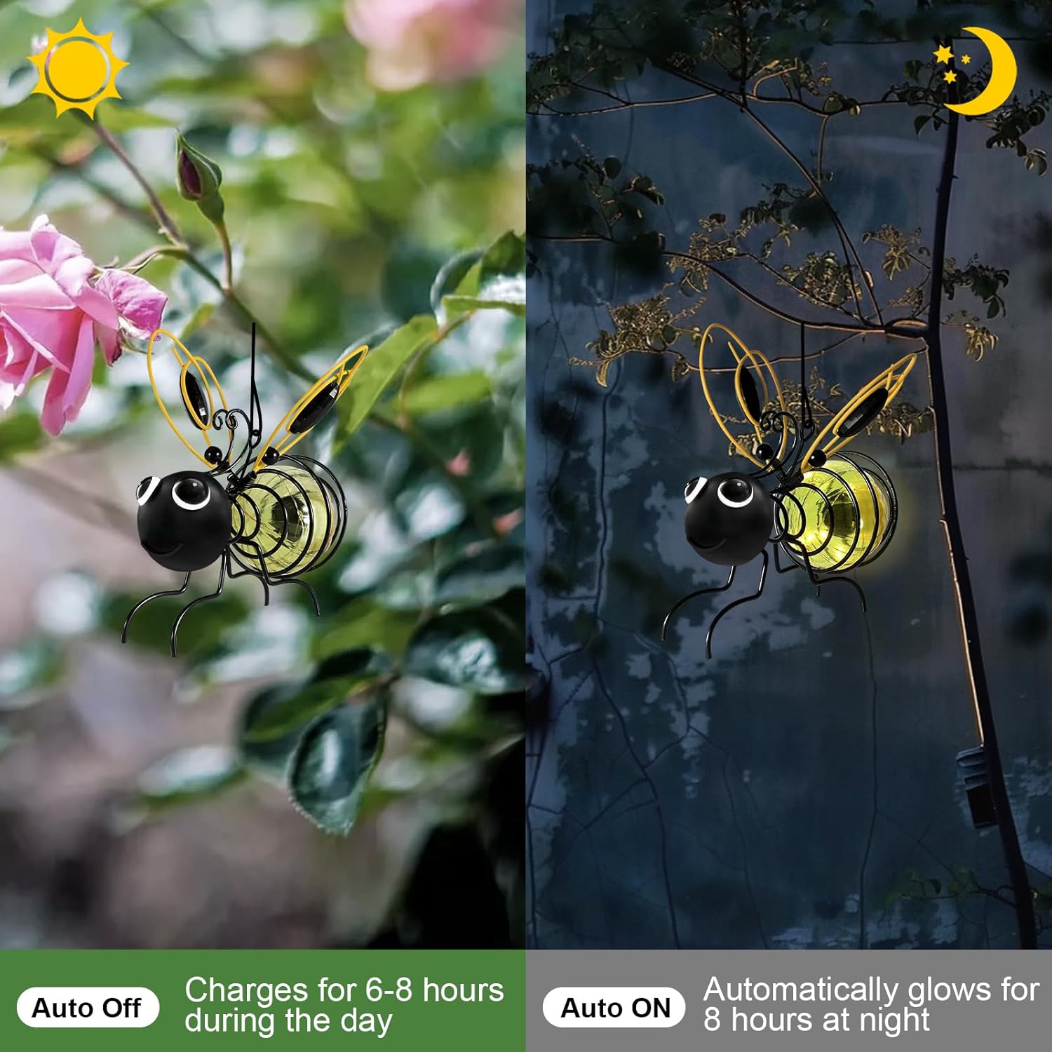Hanging Bee Sun Garden Light Outdoor Decoration, Outdoor Statues, Figure Lighting Decorations for patio, balcony, garden ornament, housewarming (1 piece) — image 2