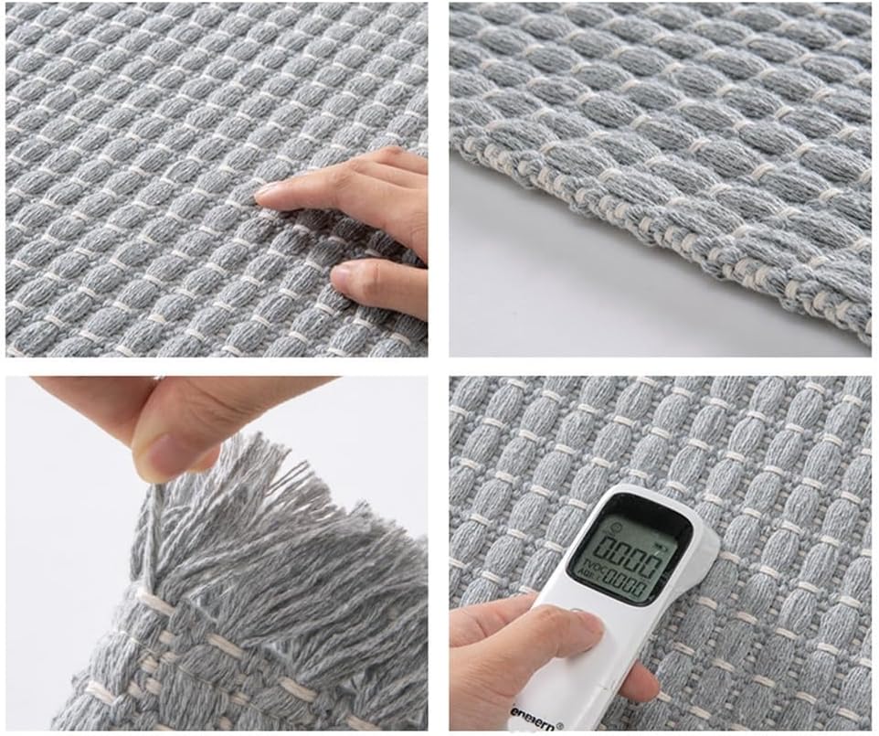 Soft Microfiber Farmhouse Bathroom Rug Washable Kitchen Mats Woven Non Slip Small Bath Mat with Pure Tassels,Tufted Braided Bath Rug for Entryway Doormat — image 2