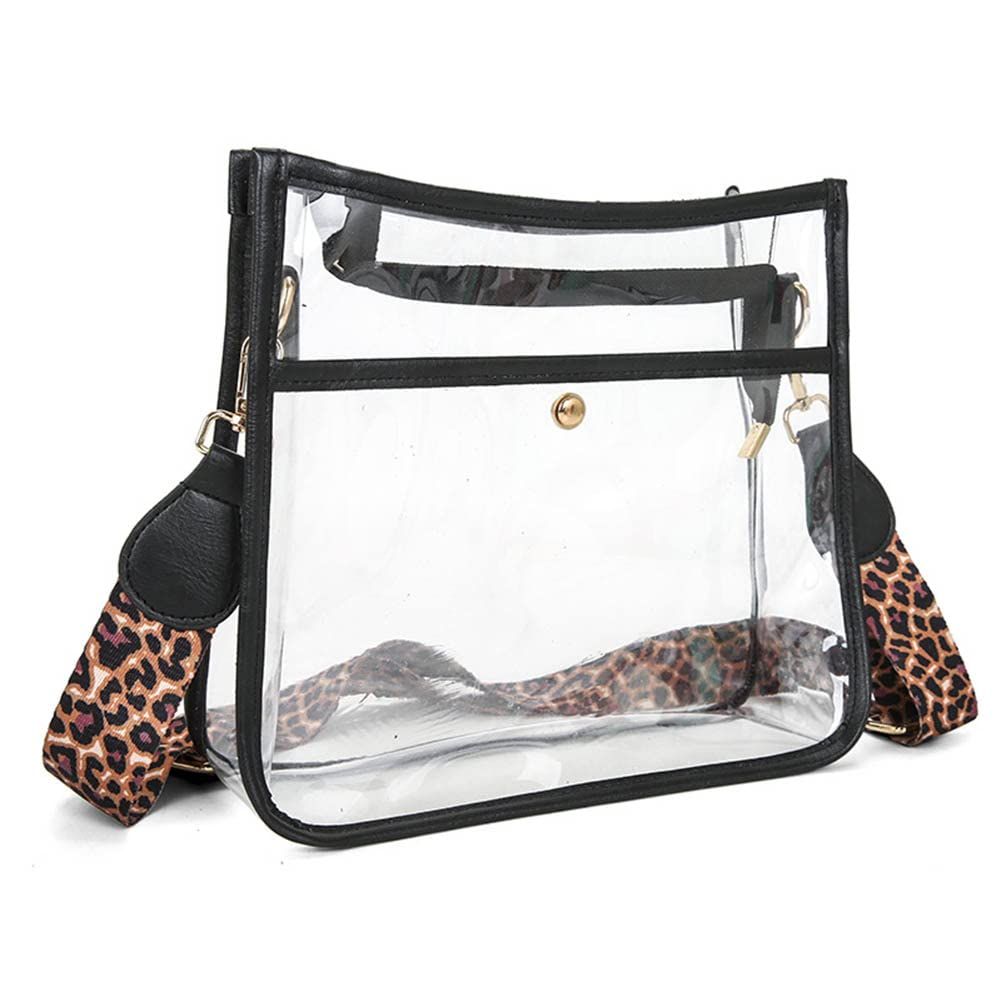 Leopard print women's bag popular women's small square bag women's transparent crossbody bag transparent makeup bag