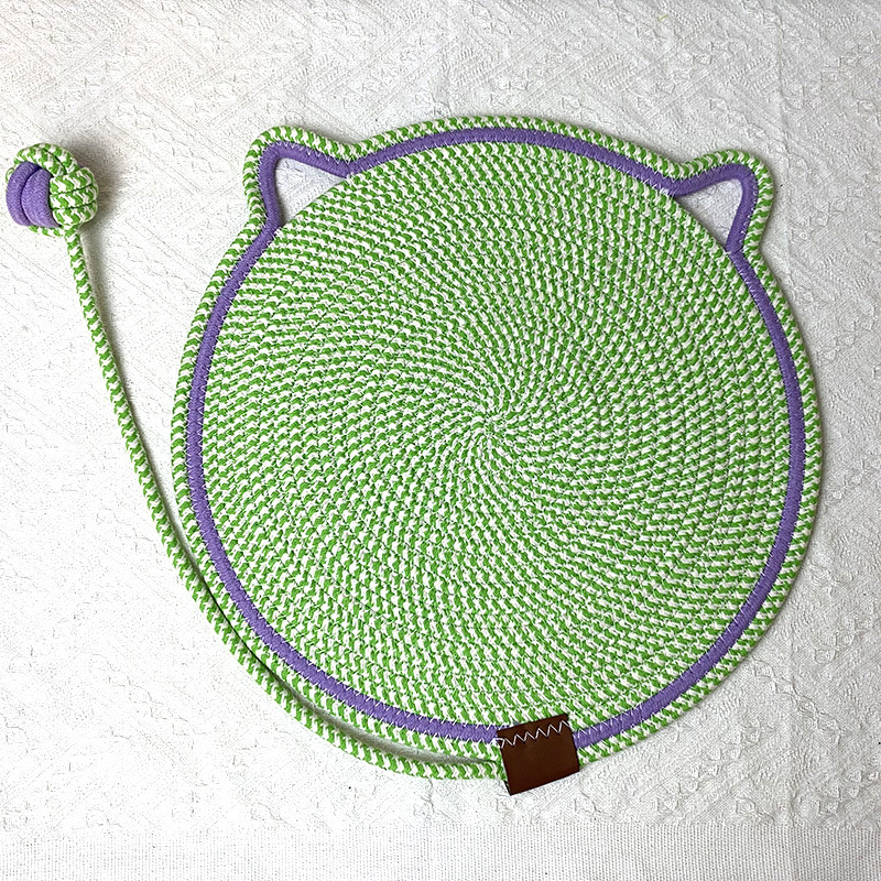 3 Pcs Green Durable Cat Scratching Mat with Attached Toy Ball - Washable and Multi-Functional