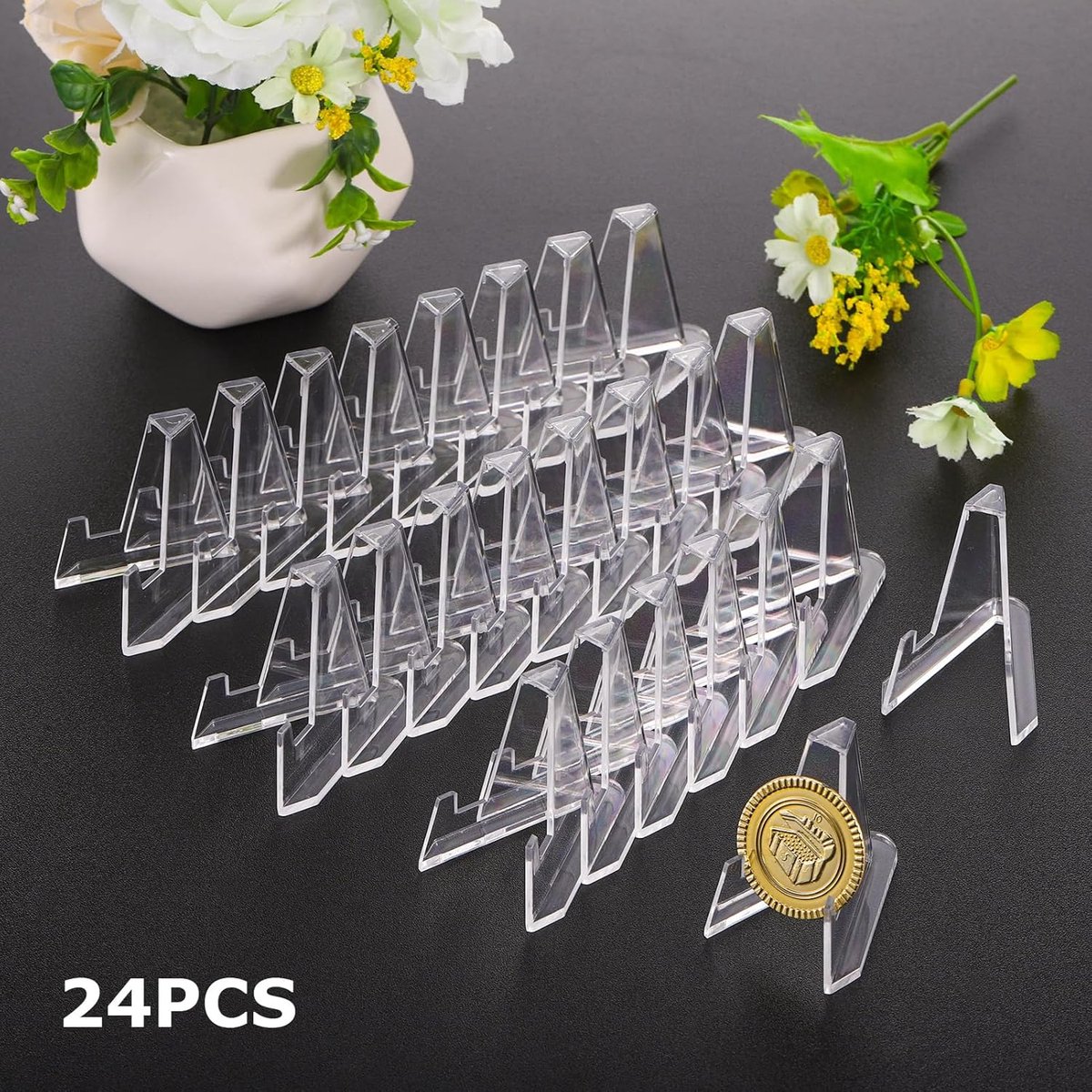 Coin Display - 24 Pieces - Coin Stand - Card Holder - Holder Suitable for Cards - Card Holder - Coin Stands - Transparent - Business Card Holder - Coin Holder — image 2