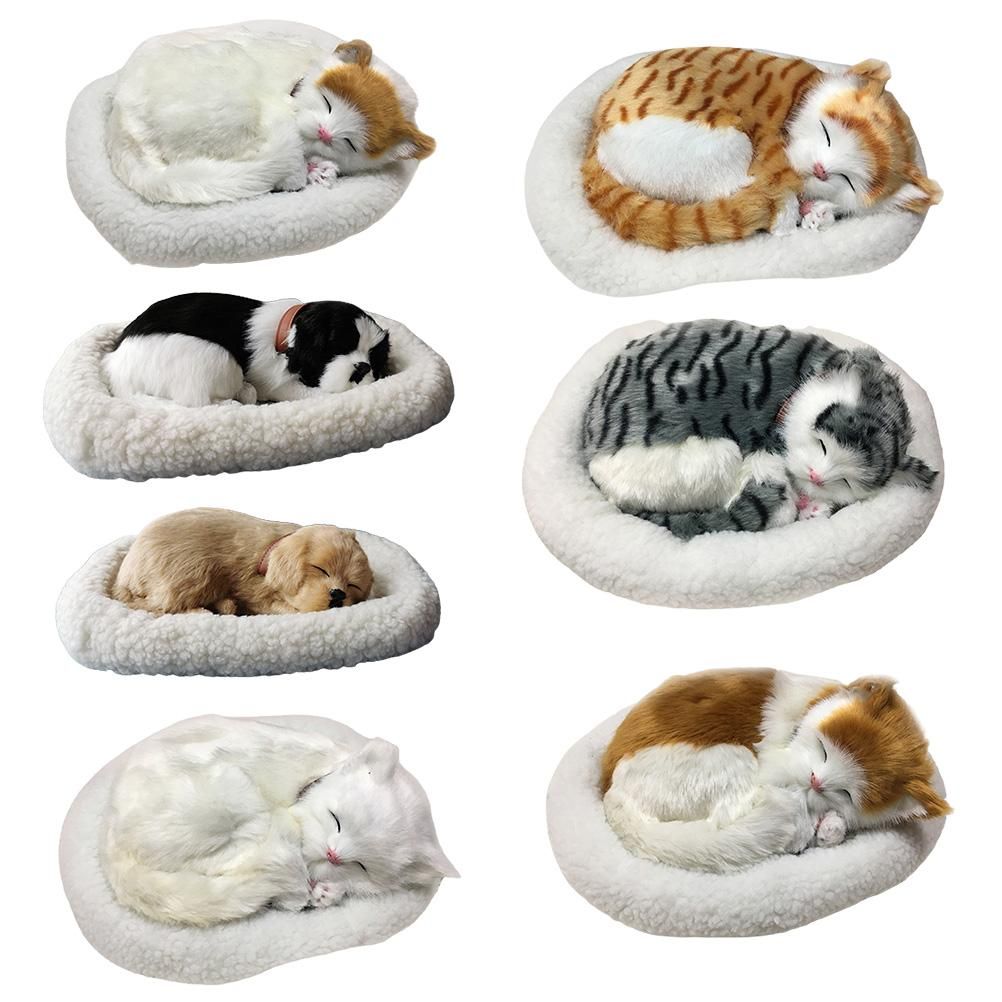 Realistic Sleeping Cat Toy Breathing Cat Stuffed Animal Doll with Mat Plush Toys for Children Home Ornament β image 5