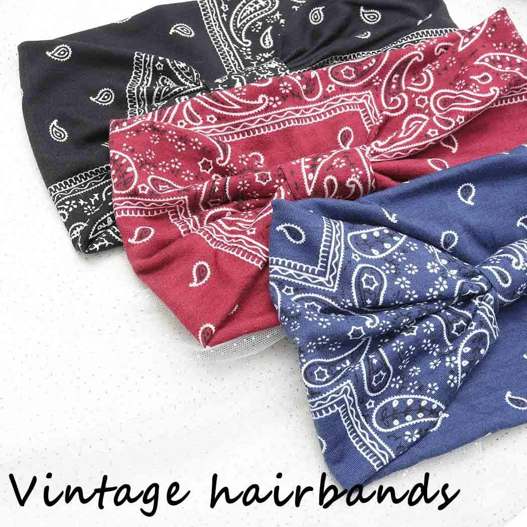 Boho Bandeau Headbands Wide Knot Hair Scarf Floral Printed Hair Band Elastic Turban Thick Head Wrap Stretch Fabric Cotton Head Bands Thick Fashion Hair โ image 3