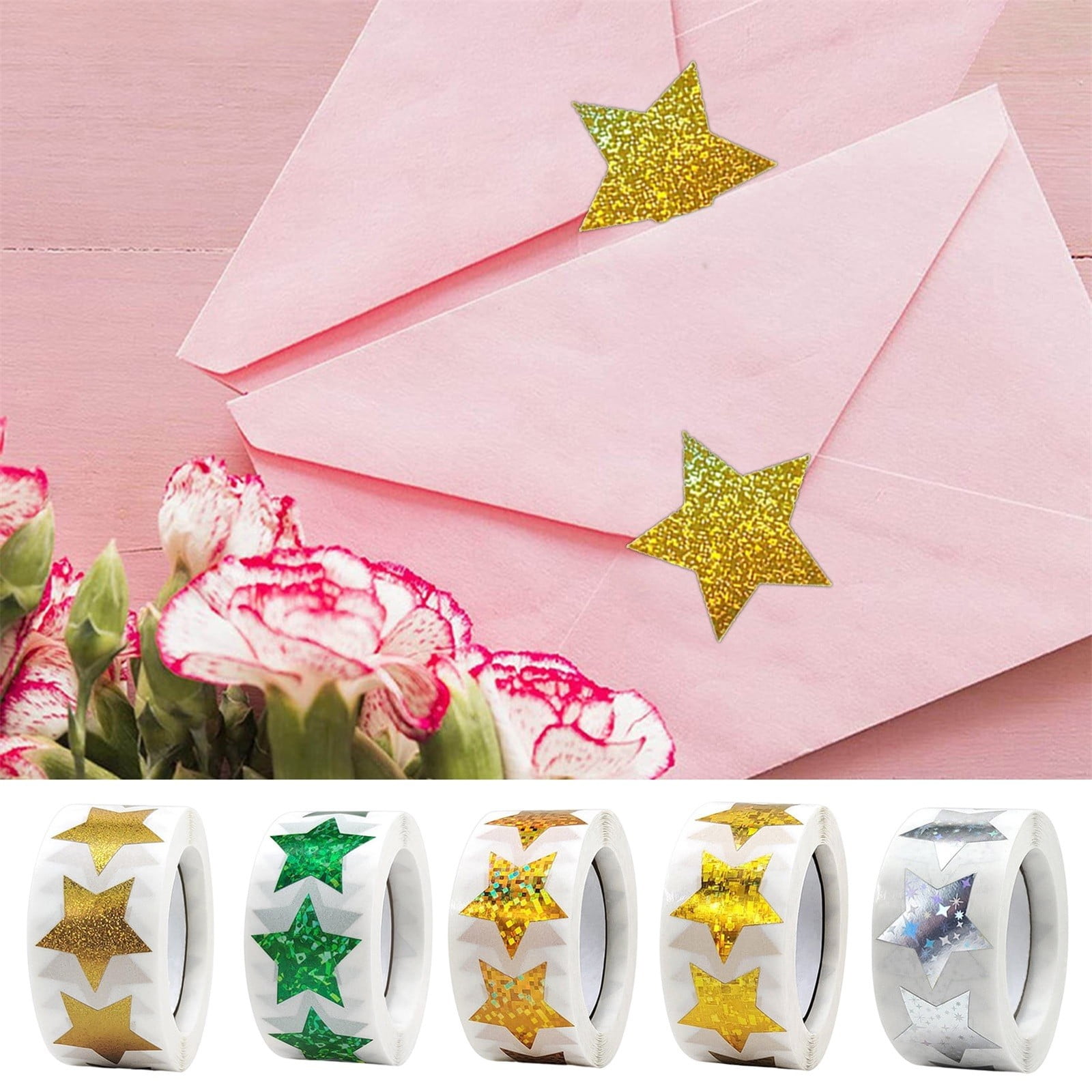 500PCS Gold Star Roll Stickers - 1 Inch Self-Adhesive Glitter Decals,for Kids, Classroom, Teachers, Wall Crafts, Sparkly Star Stickers for Rewards & Decor Gold — image 3