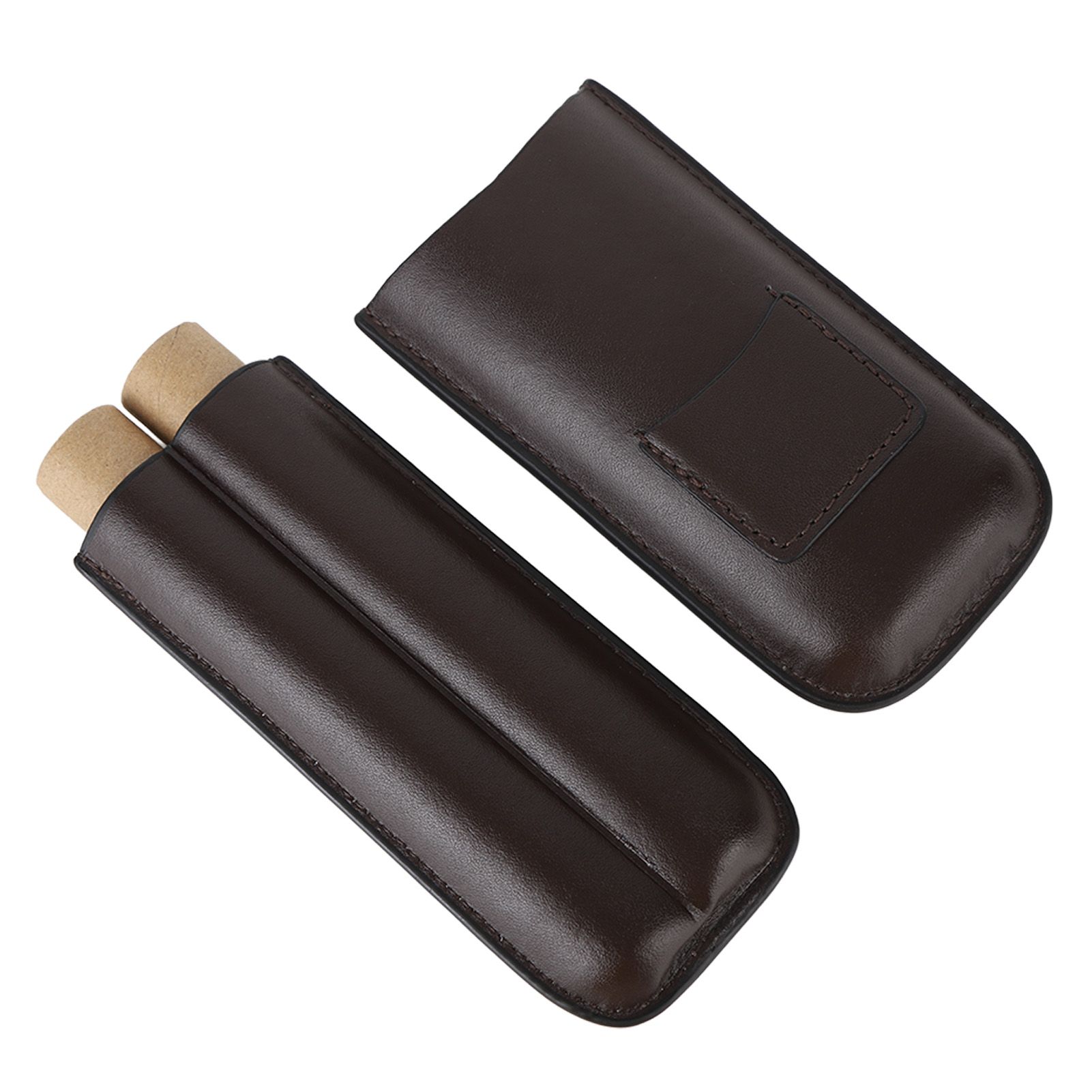 2 Finger Travel Cigar Holder Wearproof Portable Fashion Ventilate Leather Cigar Case with Cutter for Business โ image 5