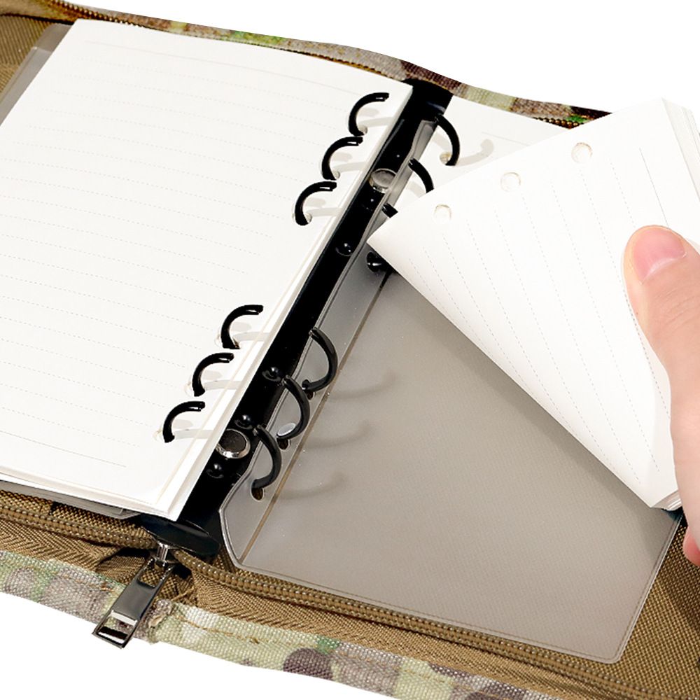 outdoor Padfolio Ring Binder of Leaf Paper, outdoor Notebook with Zippered Padfolio Organizer, Refillable Tactical Notebook 6-Ring A6 Notebook Paper โ image 3