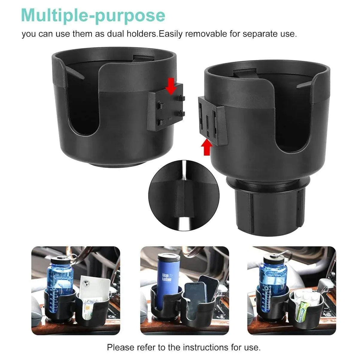 2pcs Car Cup Holder Organiser Dual 2-in-1 Adjustable Drink Holder for Vehicles โ image 4