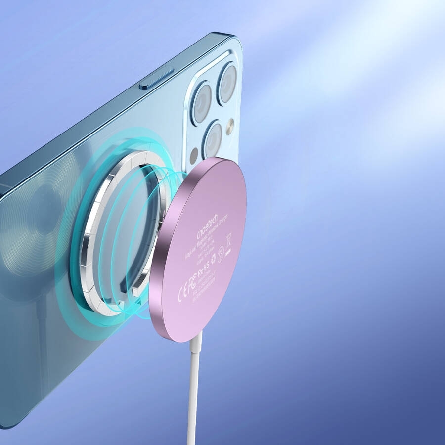 CHOETECH T518-PK Magnetic Wireless Charger for all Qi Cell Phone & iPhones 12/13/14/15 (Pink) — image 3
