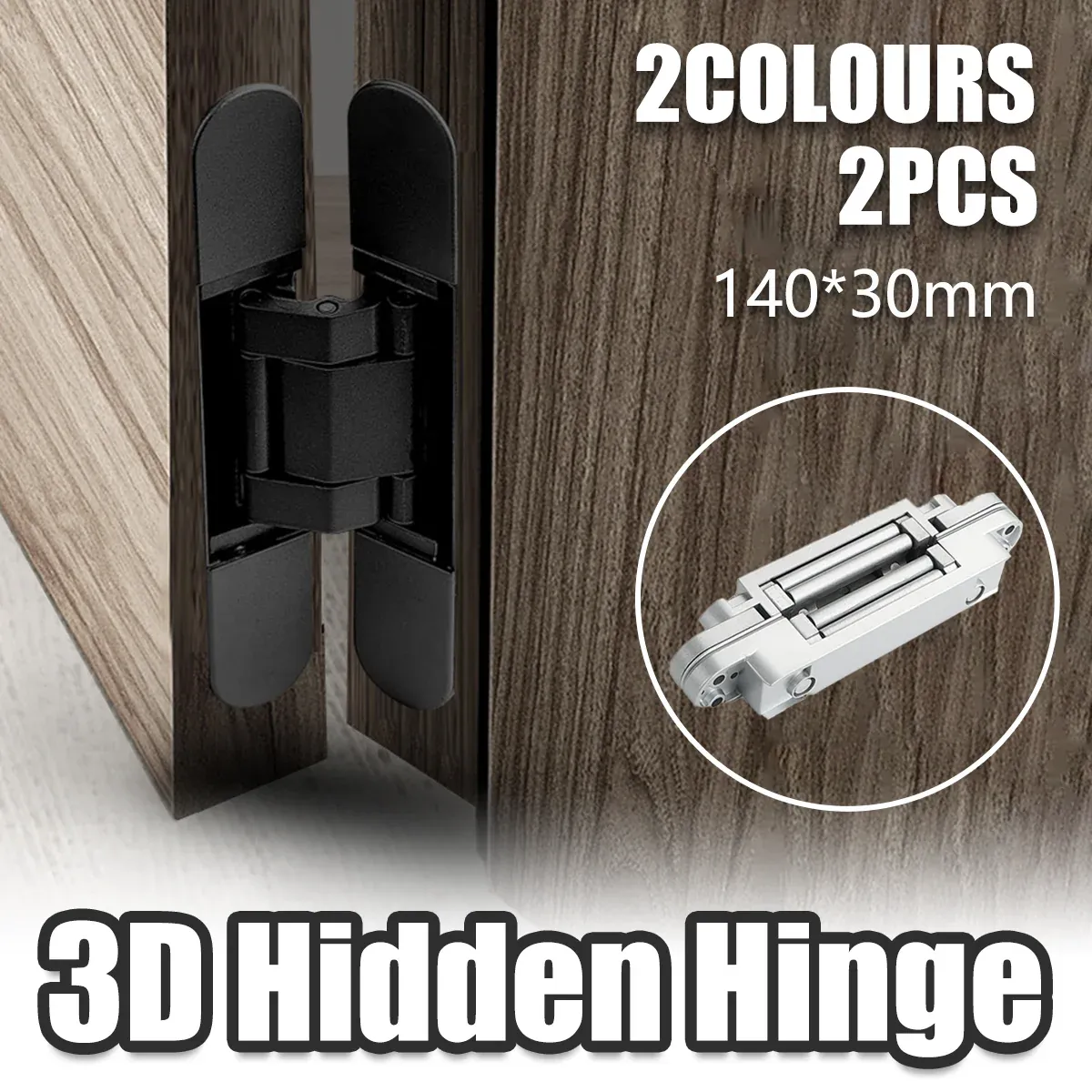 Hidden Invisible Door Hinge Concealed 3D Hinge Heavy Duty for Doors and Cabinets - Black β image 2