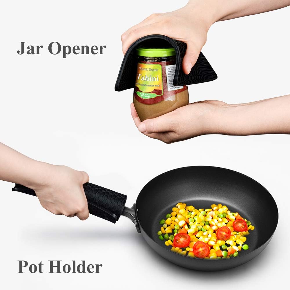 Silicone Trivet Mats Hot Mat - Pads Robust Non Slip Coasters Heat Resistant (Black) Black — image 4