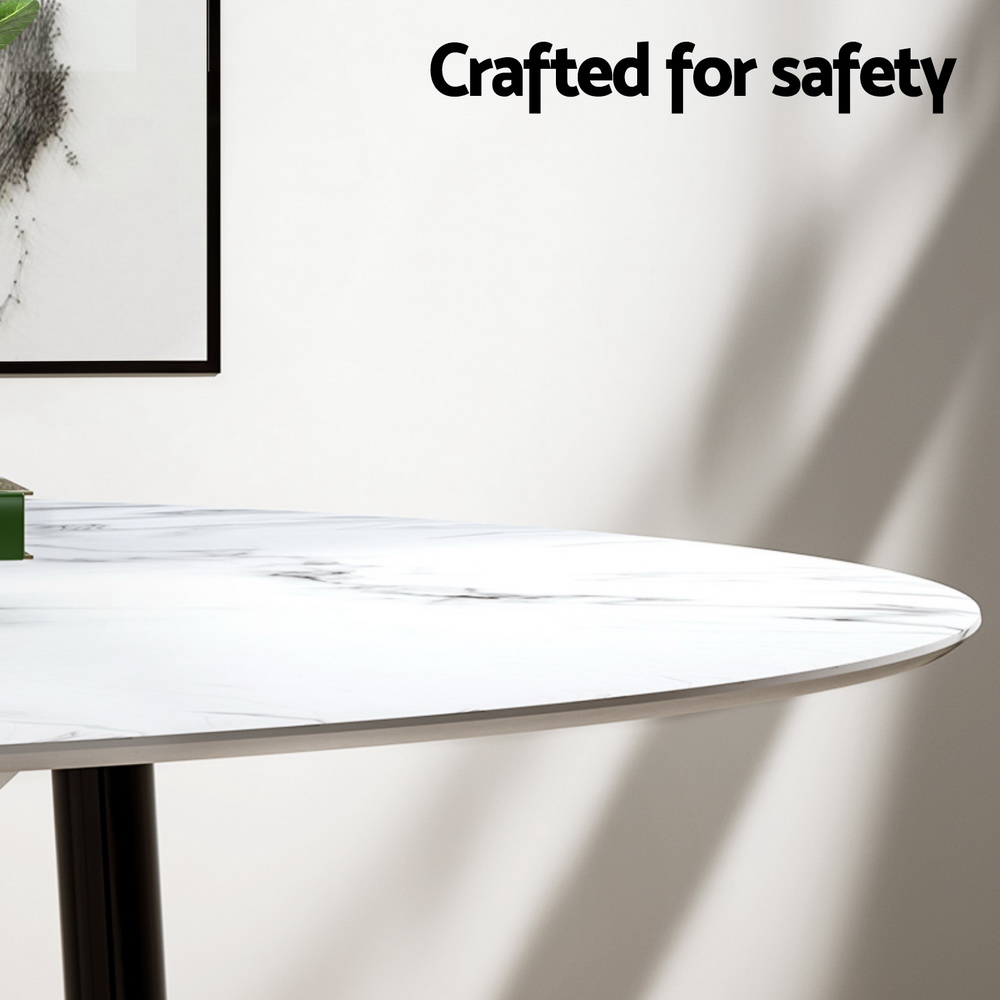 1 Artiss Dining Table and 4 Chairs Set Marble White — image 4