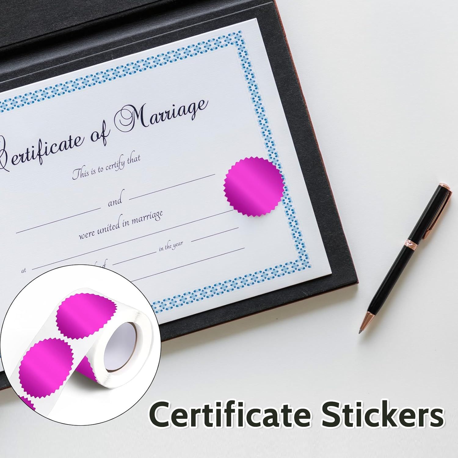 Embossing Stickers 2" Round Labels Purple Foil Blank Stickers Metallic Seals for Package, Graduation, Wedding Envelope, Certificate Wafer Seals with Serrated โ image 5