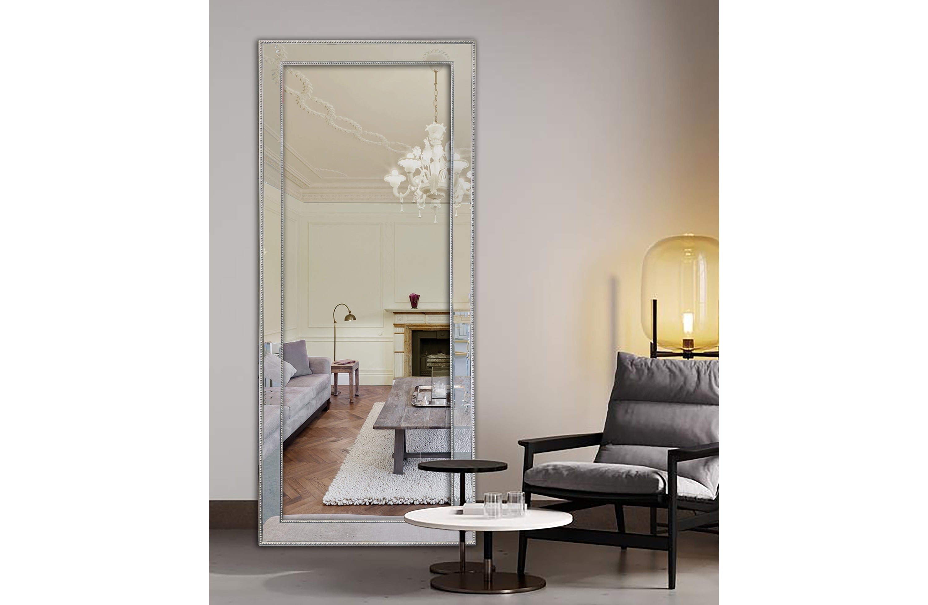Medium Silver Beaded Framed Mirror - 70cm x 170cm โ image 3
