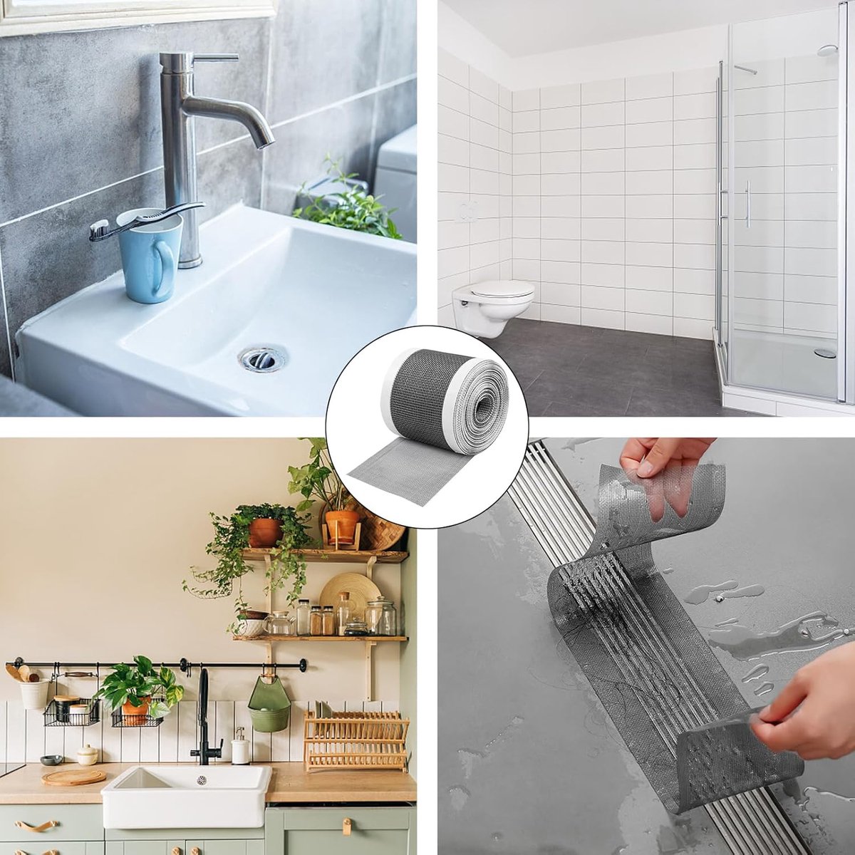 12cm*4m - Floor drain stickers - Hair catcher stickers - Shower filter - Self-adhesive filter - Drainage filter stickers - Anti-blocking mesh stickers - with — image 4