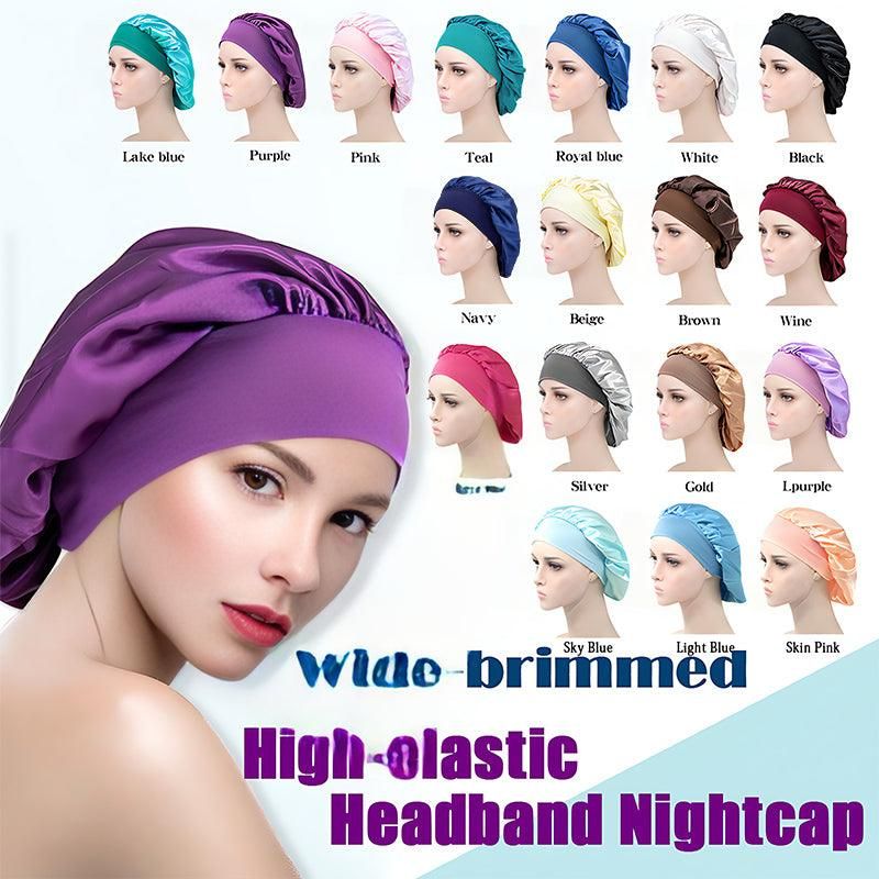 Sleeping Bonnet Hair Wrap Silk Satin Cap Women Elastic Night Soft Hat Headwear - Wine red โ image 2