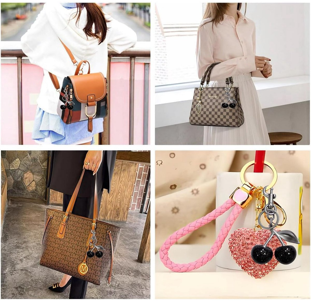 Cherry Charm Keychain - Fashion Accessory for Women's Bags - Suitable for Car Keyrings — image 2