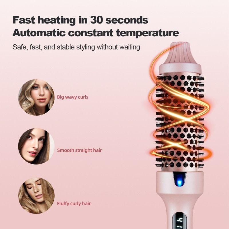 Negative Ion Fluffy Styling Brush, 2-in-1 Straight & Curly Constant Temperature Hot Brush, Anti-Scald Hair Curler for Bangs — image 2