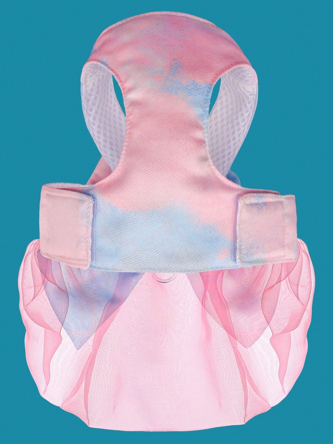Tie-dye Dog Harness and Leash Set Bow Decor Puppy Cat Harness with Leash Soft No-Pull No Choke Mesh Harness Dress Set Pink L — image 5