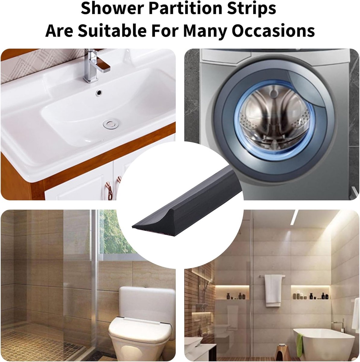 Shower thresholds - 2 meters - Anti-water strip - Foldable shower water dam - dry and wet separation - black - Sanitary Water Stopper - TPE - shower threshold — image 4
