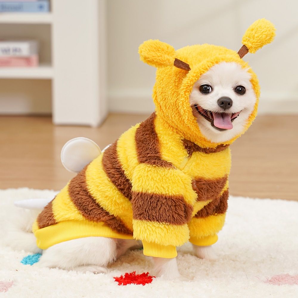 Dog Bee Costume Funny Pet Hoodies for Small Dogs Fleece Puppy Sweatshirt with Winter Chihuahua Clothes Warm Cold Weather Coat Cute Outfit (Yellow bee, S) โ image 3
