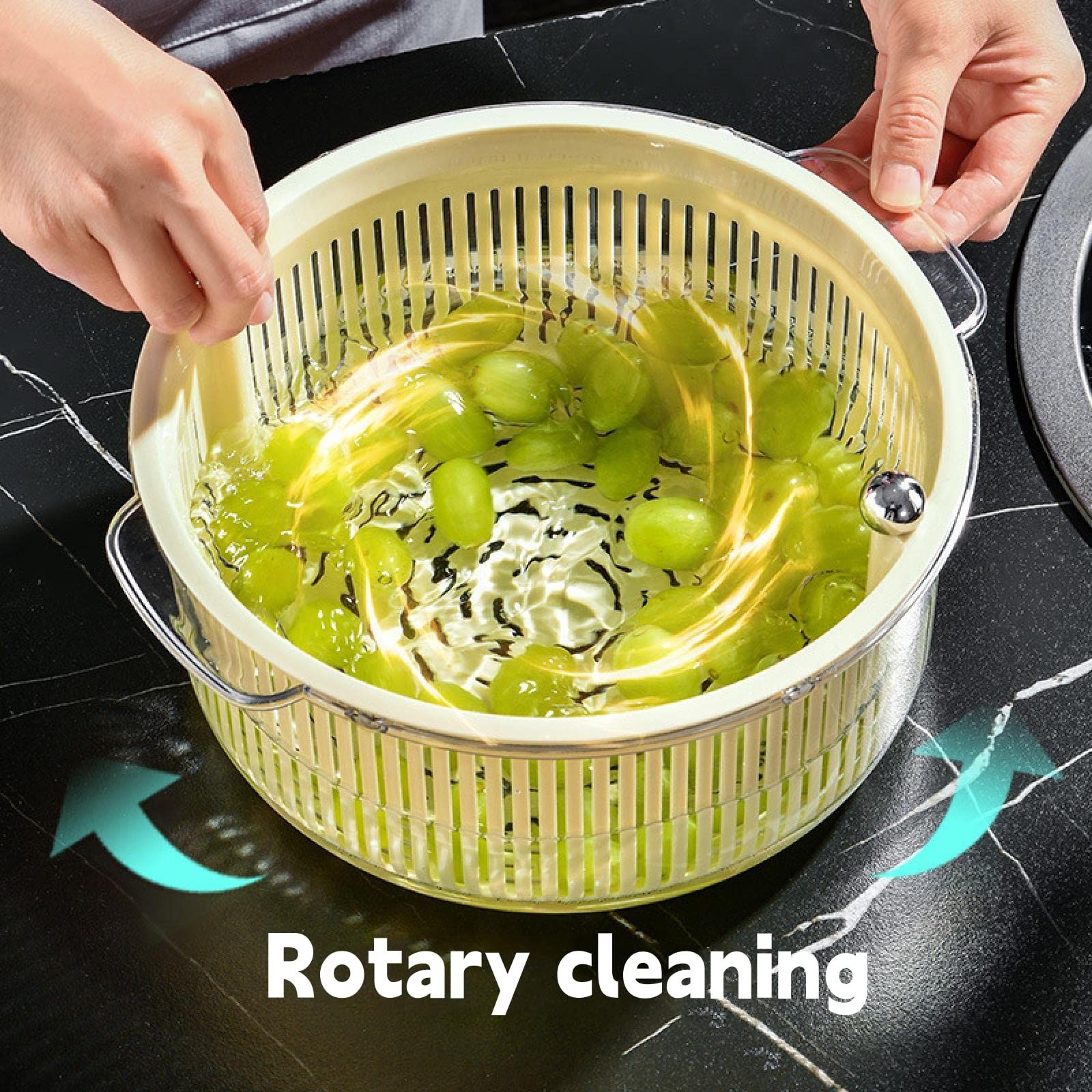 Salad Spinner, Fruit Veggie Bowl, Vegetable Washer, Veggie Dryer Set for Kitchen, Tools of Lettuce Dryer, Small Salad Spinner โ image 4