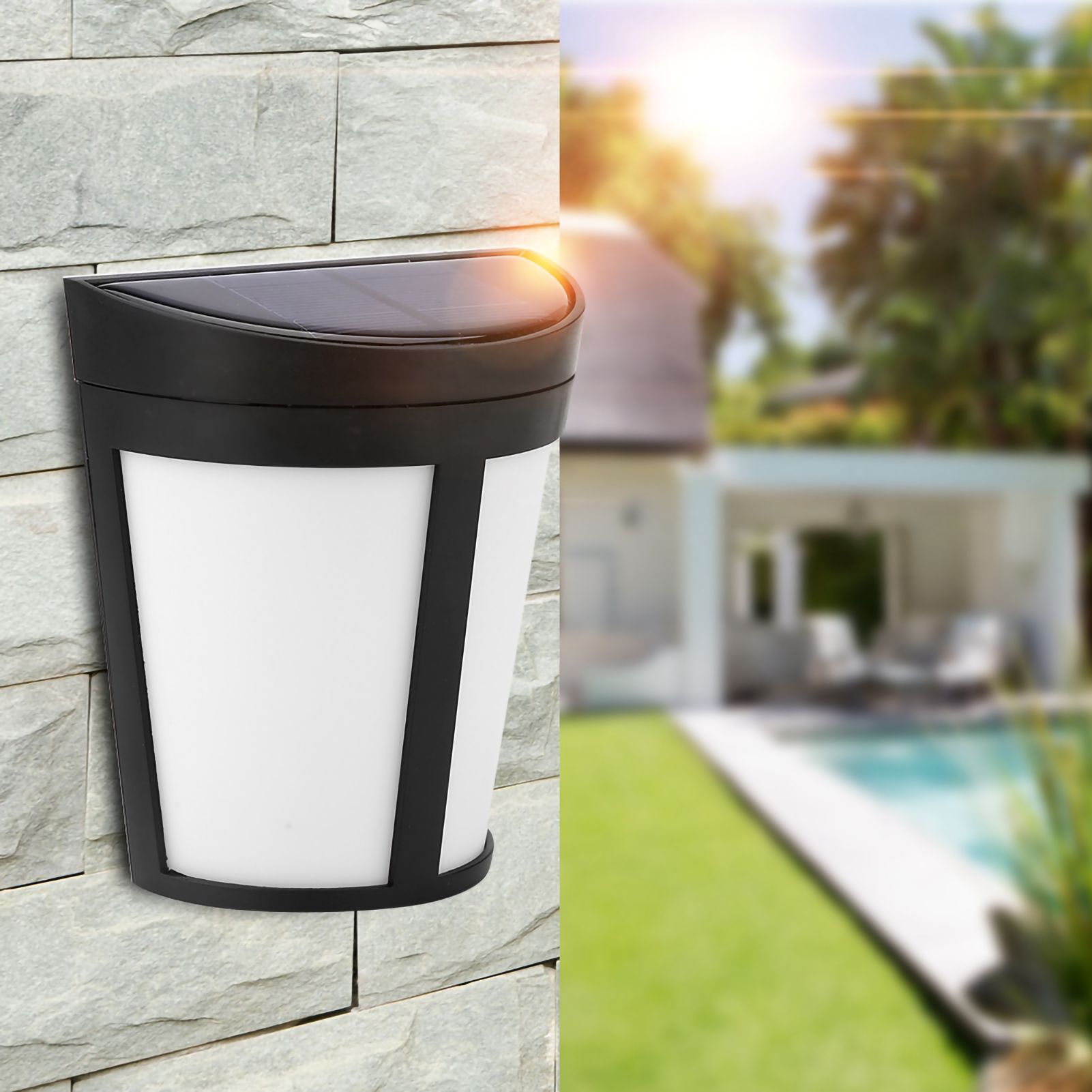 Solar Powered Wall Mount Light Outdoor Garden Landscape Fence Yard Lamp Pure White — image 2