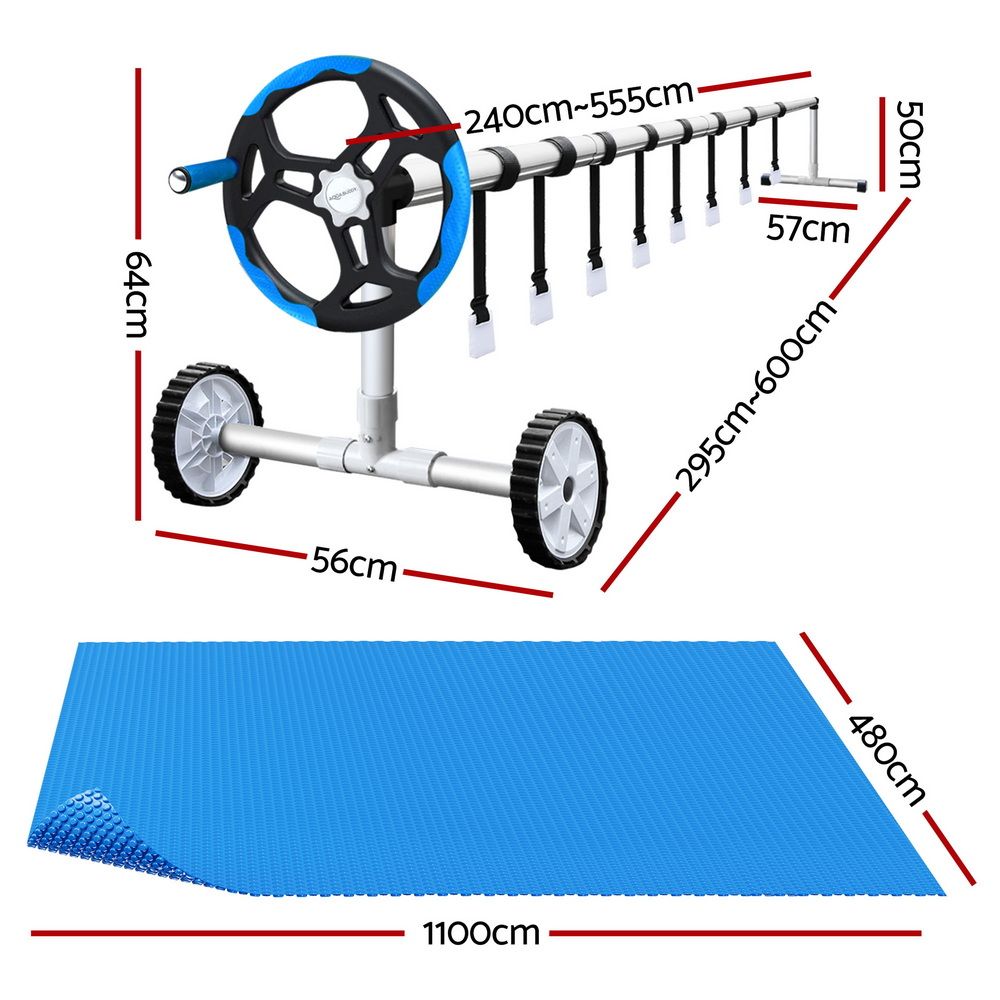 Aquabuddy Pool Cover 500 Micron 11x4.8m Swimming Pool Solar Blanket 5.5m Roller Blue โ image 2