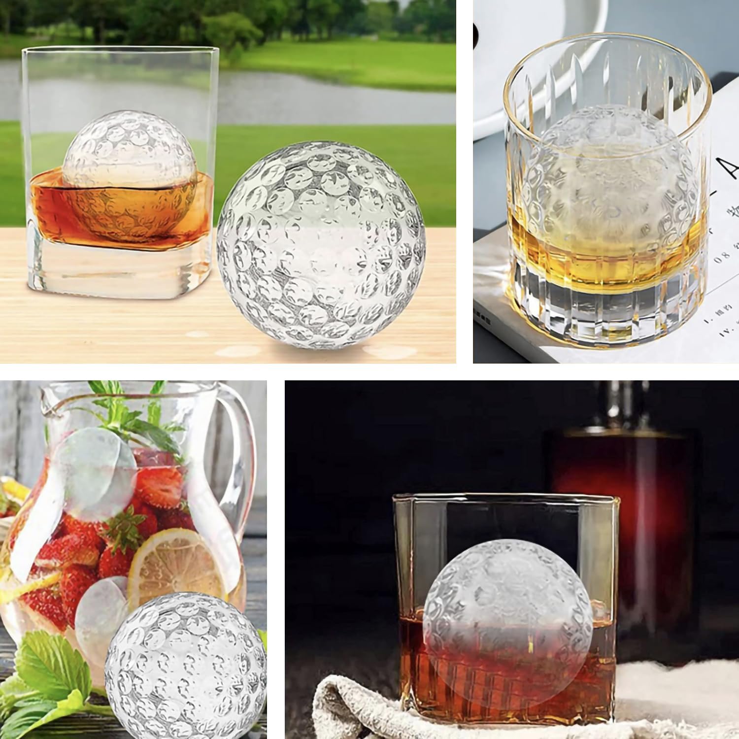 Bangp Golf Ball Ice Molds Set of 4,Whiskey Round Ice Cube Molds, Novelty Sphere Ice Molds Create 2.5 Inch Golf Ice Balls - Each Stone Keeps Your Drinks Cool — image 5