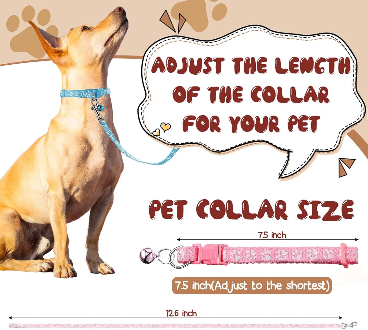 Amylove 48 Pcs Dog Collar and Leash Set, Polypropylene Adjustable Puppy Collars for Medium Dogs Small Pet Puppy Walking Training with Hook and