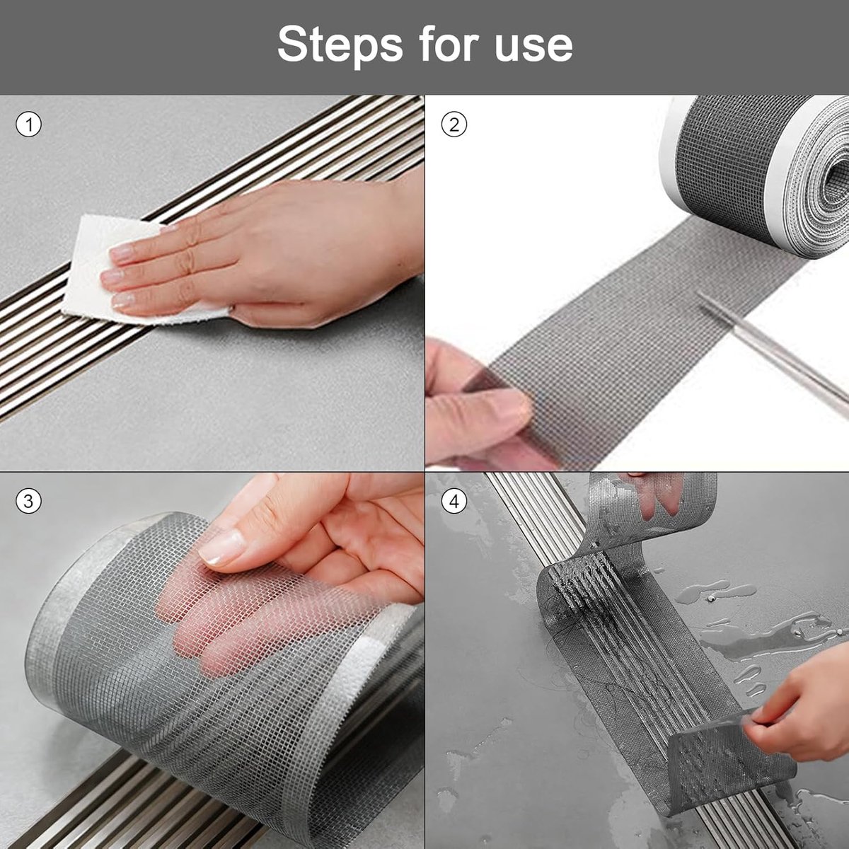12cm*4m - Floor drain stickers - Hair catcher stickers - Shower filter - Self-adhesive filter - Drainage filter stickers - Anti-blocking mesh stickers - with — image 3