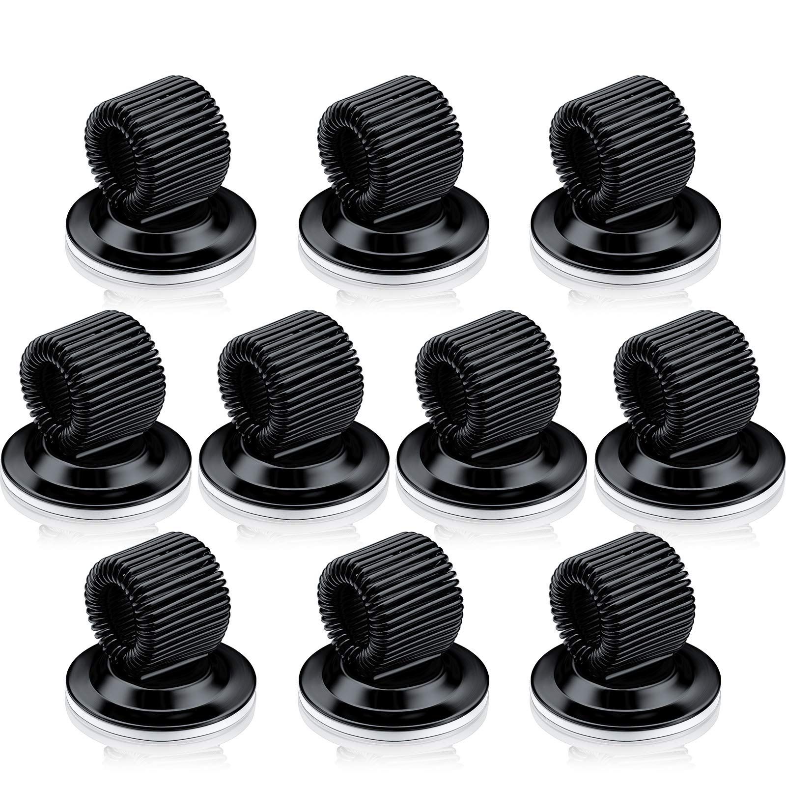 Manganese Steel Pen Holder Self Adhesive Pen Pencil Organizer with Adjustable Spring Loop for Refrigerator (16 Pieces, Black)
