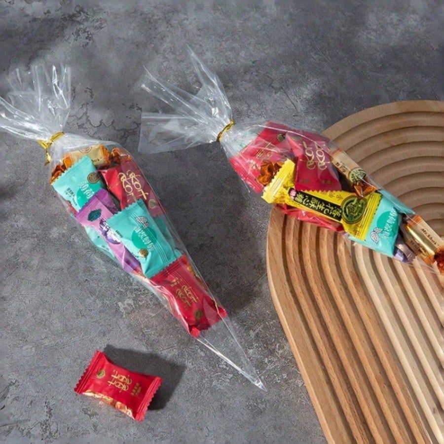 100Pcs Drawstring Cone Shaped Dessert Bags, Transparent Popcorn Candy Chocolate Pastry Storage Pouches 9 Inch โ image 2
