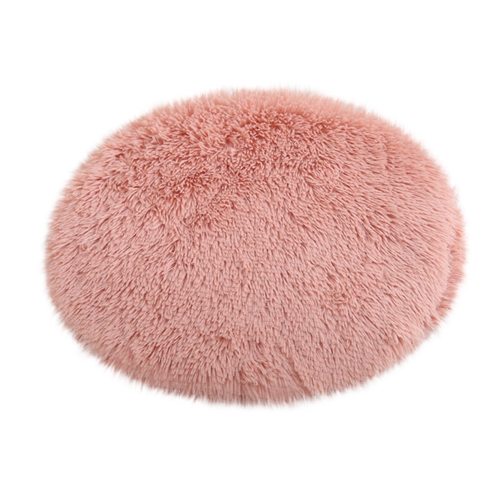 16 inch Plush Dog Bed Mat Warm Fluffy Round Puppy Crate Pad with Anti-Slip Waterproof Bottom Soft Comfy Pet Kennel Mat for Small and Medium Dogs Pink