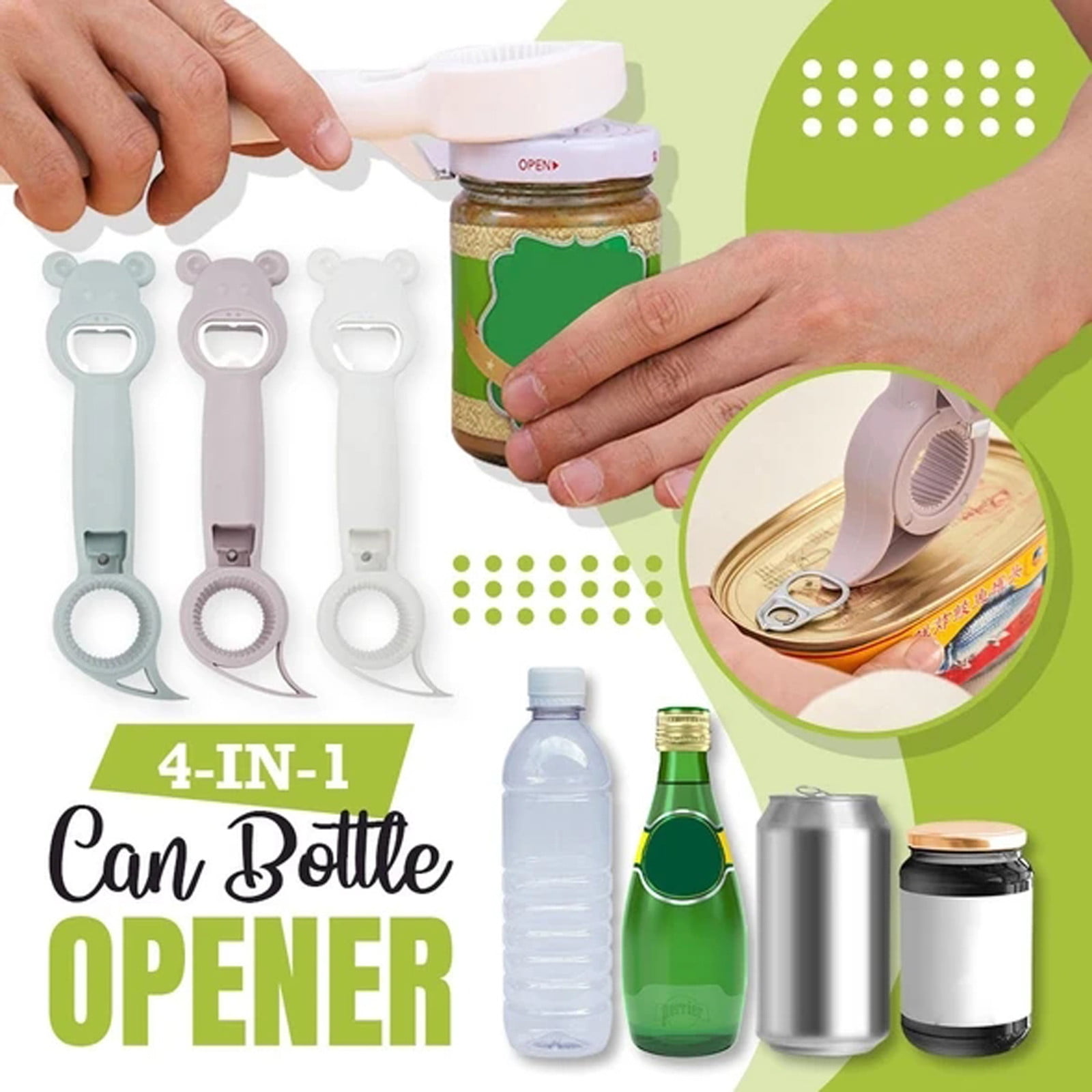 Bottle and Can Openers ! Opener 4Pcs Can Cap Canned Bottle Home Bottle Multifunctional 4-In-1 Kitchen,Dining & Bar, Four in One Corkscrew Promotion Include 4 × — image 2