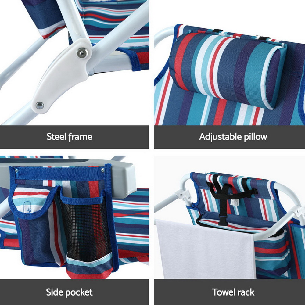 Gardeon Outdoor Chairs Beach Chair Backpack Cooler Storage Lightweight Fishing Blue โ image 5