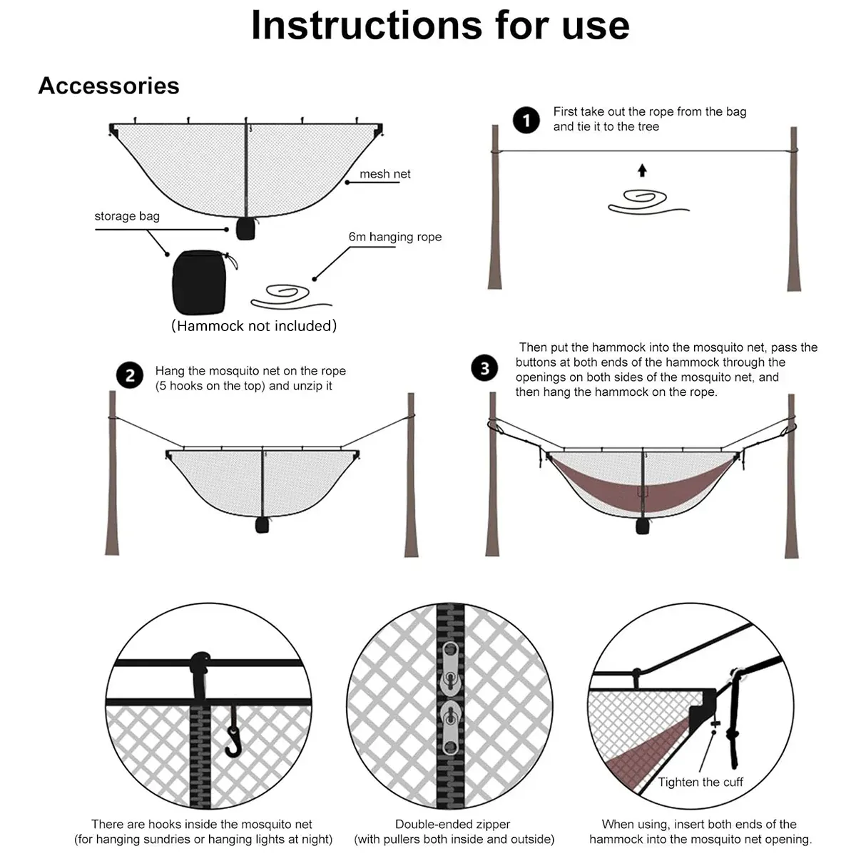 Hammock Mosquito Net Separate Anti-Mosquito Cover For Outdoor Picnic Camping - Grey — image 6