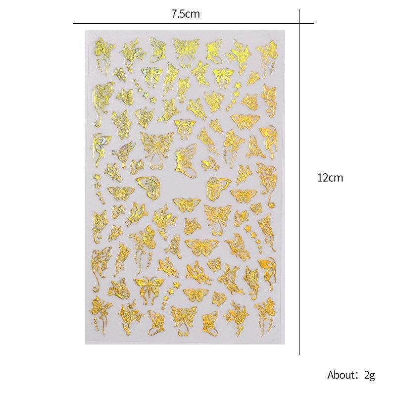 3D Nail Butterfly Design Sticker Decor Decal Holographic Laser Nail Art Sticker - Gold L-03 โ image 5