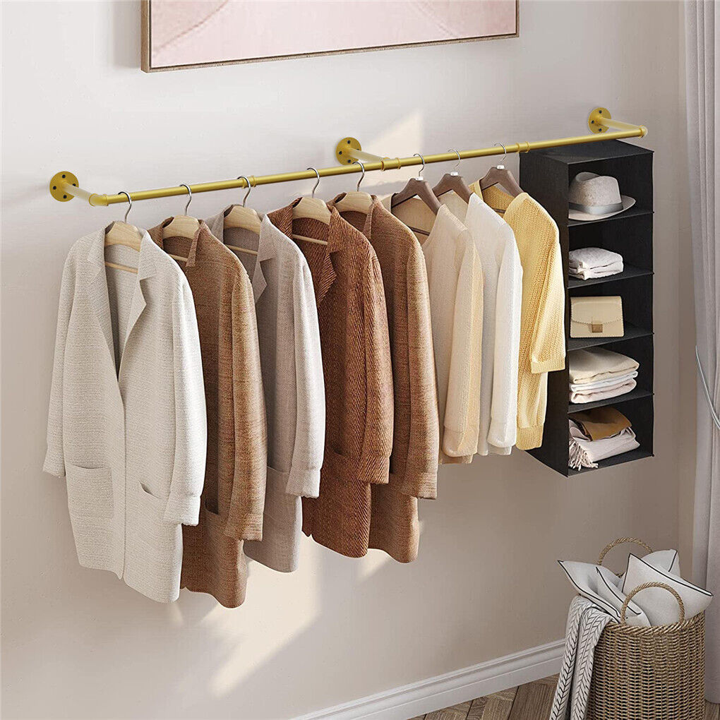 Vintage Iron Clothes Rail Gold Wall Mounted Garment Rack — image 3