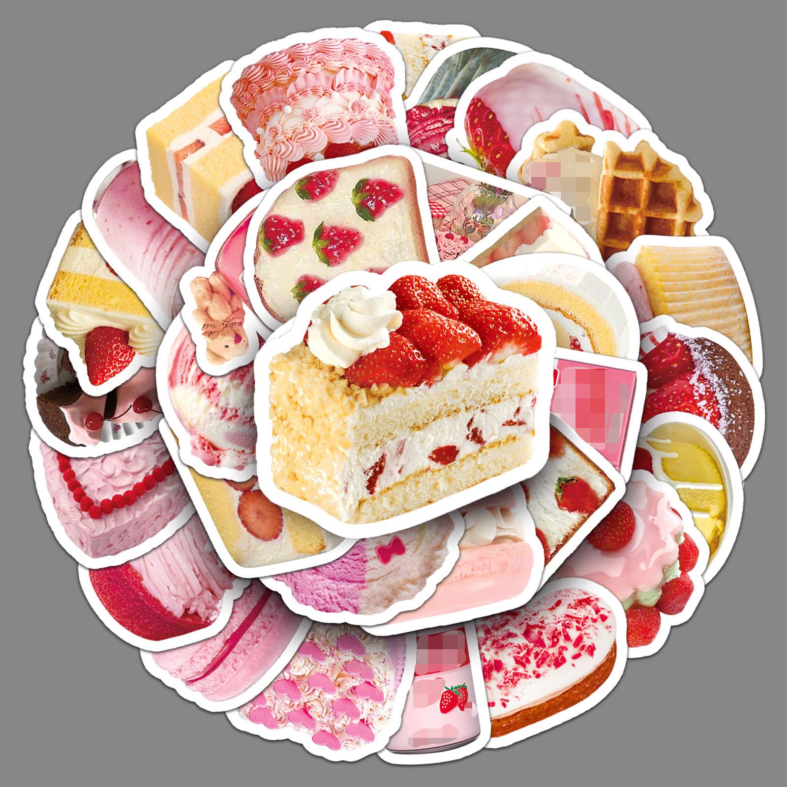 50Pcs Dessert Stickers Waterproof Funny Cute Cake Stickers for Water Bottle Scrapbooking Laptop Skateboard Guitar Luggage Phone