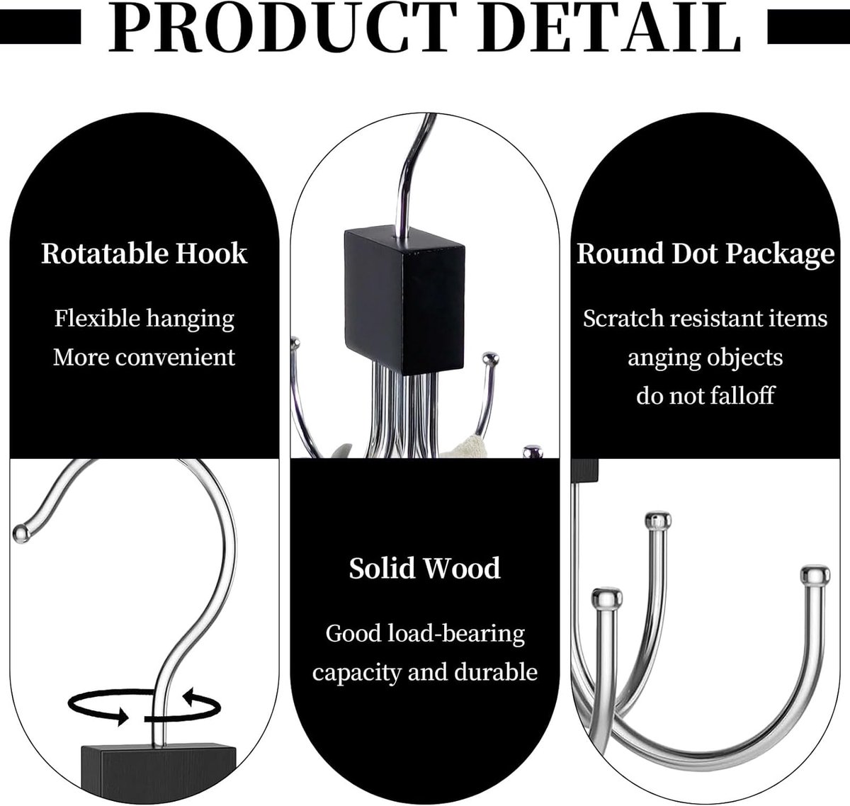 2 pieces - Belt Rack - Belt Organizer - Bra Hanger - Tank Top Hanger - Clothes Hangers - 360° Rotating Metal - Bra Organizer - Storage Rack - with 6 Hooks — image 6