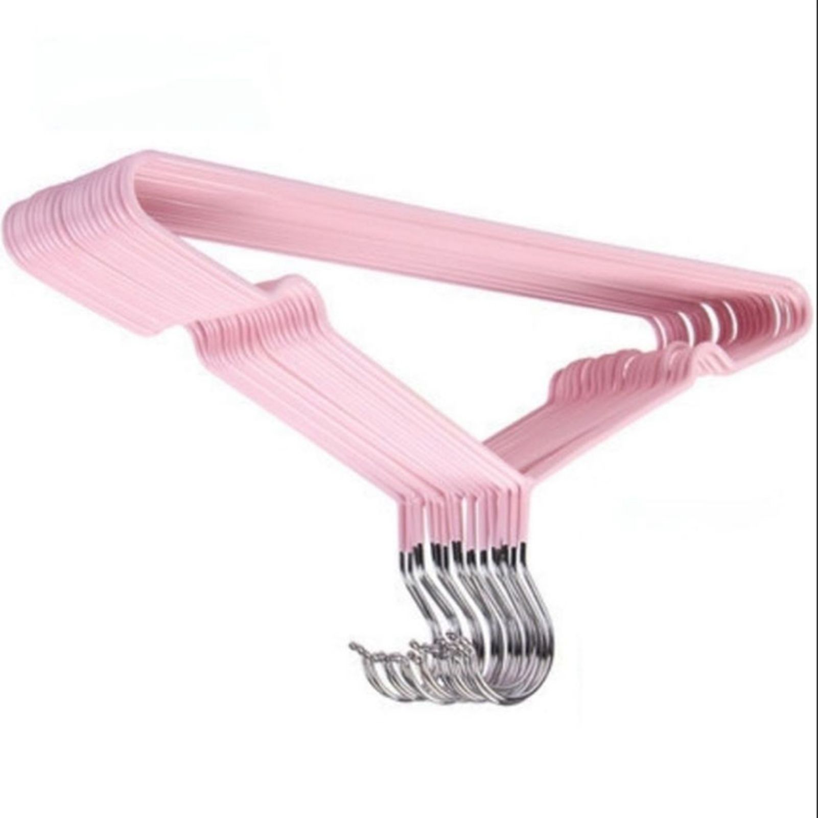 Clothes Hangers Prevent Slip Space Saving Heavy Duty Dry Wet Thick Clothes Hangers for Home Dormitory Pink — image 3