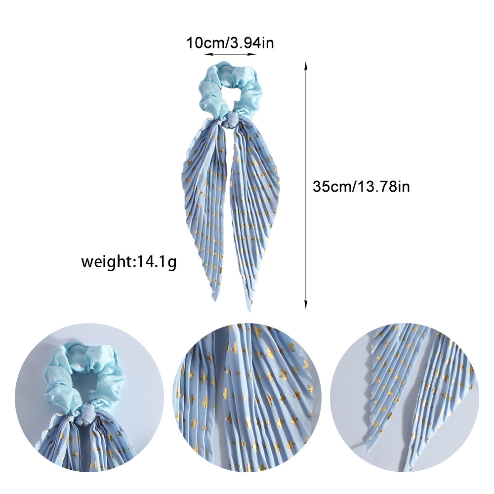 Handmade Pleated Scrunchie with Ribbon Ponytail Holder Hair Tie Hair Accessories 6 Colour Pack โ image 2