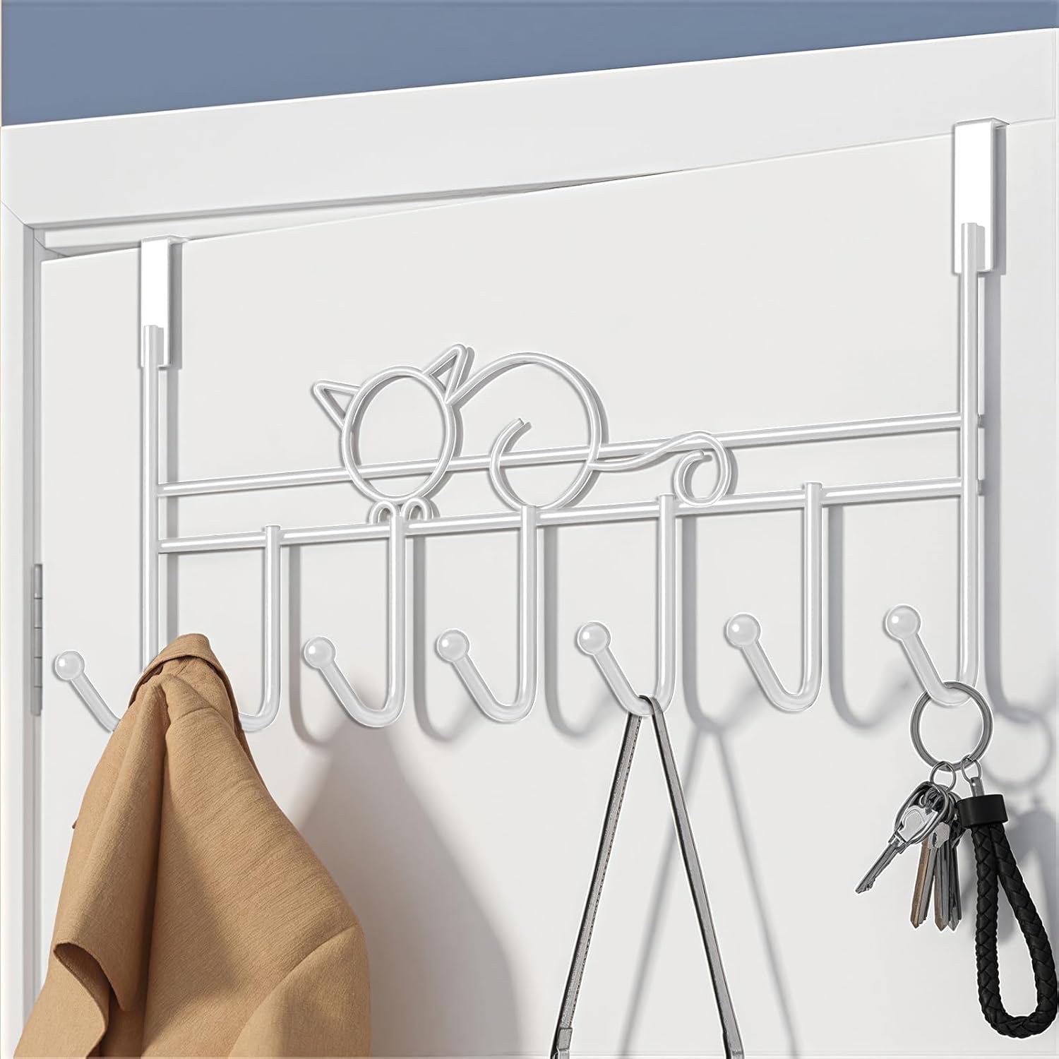 Door hooks, coat hangers for jackets, towels, bags, bathrobes (1 pack, white) — image 2